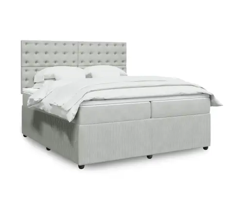 Atsperu Gulta Ar Matraci, Gaiši Pelēka Samts, 200X200 Cm Vidaxl