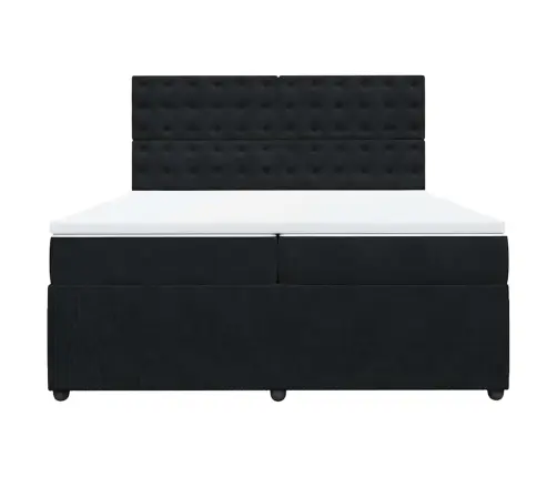 Kontinentaalvoodi Madratsiga, Must, 200X200 cm Samet