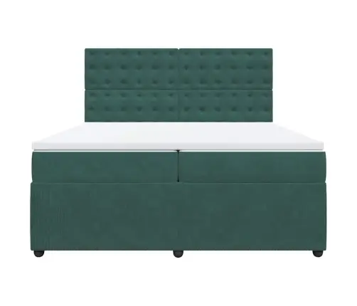 Lova Su Spyruoklėmis Ir Čiužiniu, Žalia, 200X200 cm Aksomas