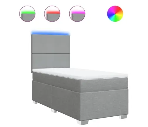 Atsperu Gultas Rāmis Ar Matraci, Gaiši Pelēka Audums, 80X200 Cm Vidaxl