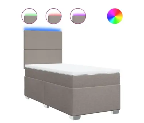 Lova Su Spyruoklėmis Ir Čiužiniu, Taupe, 80X200 cm Audinys