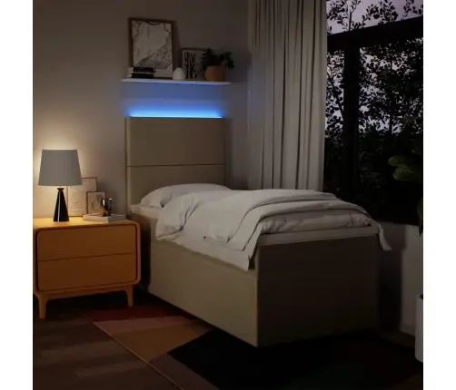 Lova Su Spyruoklėmis Ir Čiužiniu, Kreminė, 80X200cm Audinys