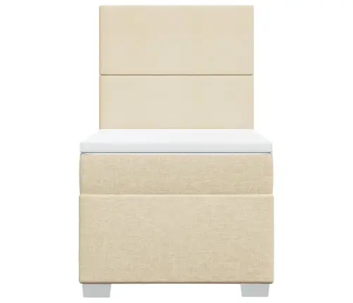 Lova Su Spyruoklėmis Ir Čiužiniu, Kreminė, 80X200cm Audinys