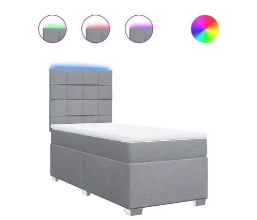 Lova Su Spyruoklėmis Ir Čiužiniu, Pilka, 80X200cm Audinys