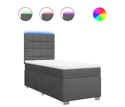 Atsperu Gultas Rāmis Ar Matraci, Tumši Pelēka, 80X200Cm, Audums Vidaxl