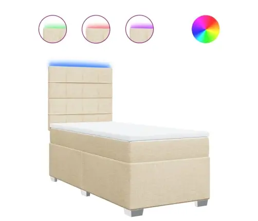 Atsperu Gultas Rāmis Ar Matraci, Krēmkrāsas, 80X200 Cm, Audums Vidaxl