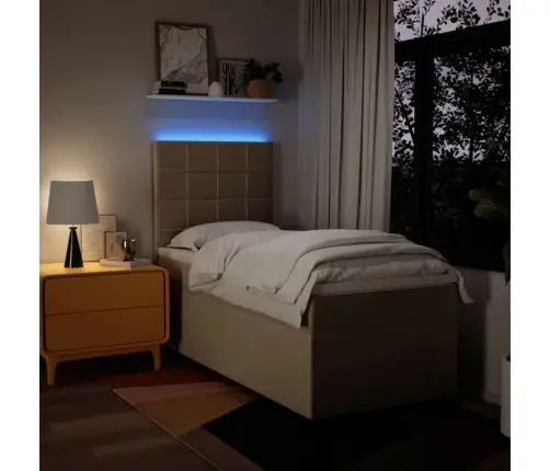 Atsperu Gultas Rāmis Ar Matraci, Krēmkrāsas, 80X200 Cm, Audums Vidaxl