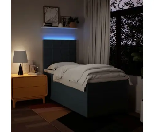 Atsperu Gultas Rāmis Ar Matraci, Zils, 80X200 Cm, Audums Vidaxl