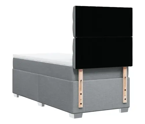 Atsperu Gultas Rāmis Ar Matraci, Gaiši Pelēka Audums, 80X200 Cm Vidaxl