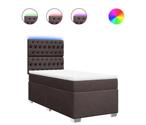 Atsperu Gultas Rāmis Ar Matraci, Tumši Brūna, 80X200 Cm, Audums Vidaxl