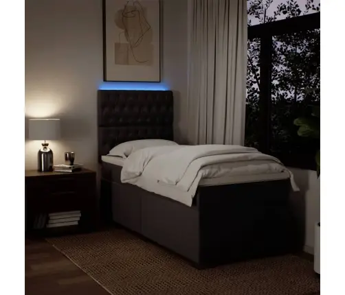 Atsperu Gultas Rāmis Ar Matraci, Tumši Brūna, 80X200 Cm, Audums Vidaxl