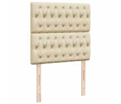 Atsperu Gultas Rāmis Ar Matraci, Krēmkrāsas, 80X200 Cm, Audums Vidaxl