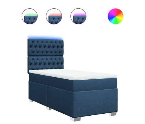 Lova Su Spyruoklėmis Ir Čiužiniu, Mėlyna, 120X200 cm Audinys