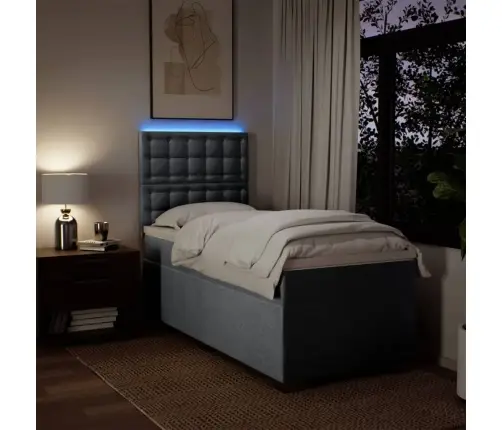 Atsperu Gultas Rāmis Ar Matraci, Gaiši Pelēka Audums, 80X200 Cm Vidaxl