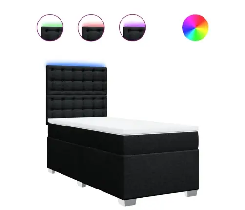 Atsperu Gultas Rāmis Ar Matraci, Melna, 80X200 Cm, Audums Vidaxl