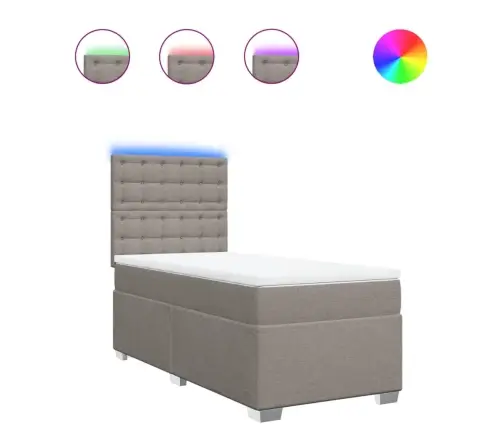 Atsperu Gultas Rāmis Ar Matraci, Pelēkbrūns, 80X200 Cm, Audums Vidaxl