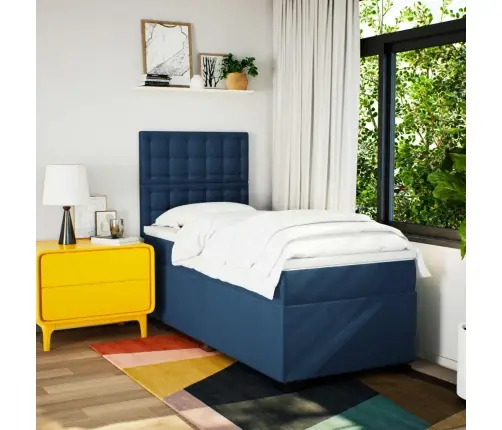 Atsperu Gultas Rāmis Ar Matraci, Zils, 80X200 Cm, Audums Vidaxl Atsperu Gultas Rāmis Ar Matraci, Zils, 80X200 Cm, Audums Vidaxl