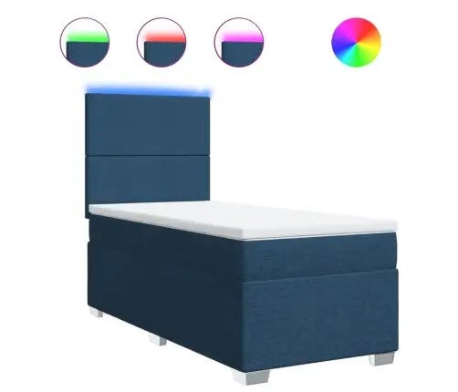 Lova Su Spyruoklėmis Ir Čiužiniu, Mėlyna, 90X190 cm Audinys