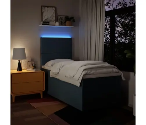 Lova Su Spyruoklėmis Ir Čiužiniu, Mėlyna, 90X190 cm Audinys