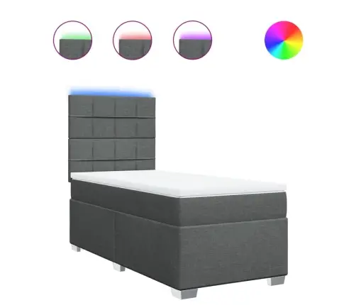 Lova Su Spyruoklėmis Ir Čiužiniu,Tamsiai Pilka,90X190cmAudinys