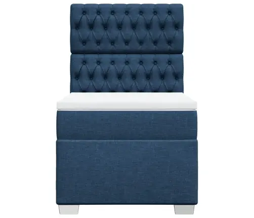 Atsperu Gultas Rāmis Ar Matraci, Zils, 90X190 Cm, Audums Vidaxl