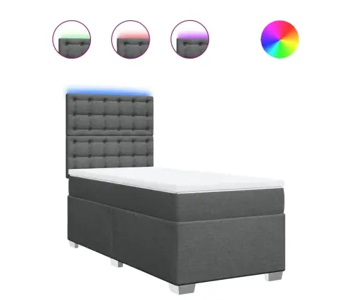 Lova Su Spyruoklėmis Ir Čiužiniu,Tamsiai Pilka,90X190cmAudinys