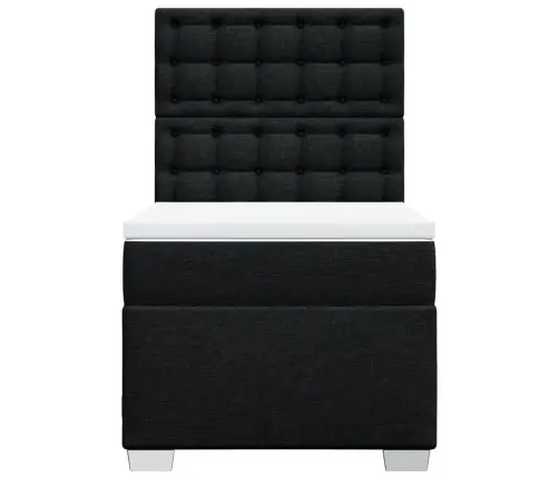 Lova Su Spyruoklėmis Ir Čiužiniu, Juoda, 90X190 cm Audinys