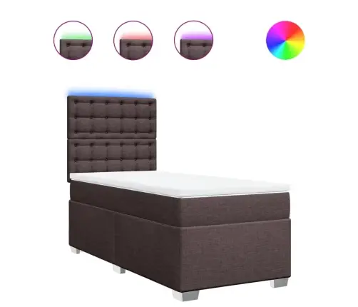 Atsperu Gulta Ar Matraci, Tumši Brūna, 90X190 Cm, Audums Vidaxl