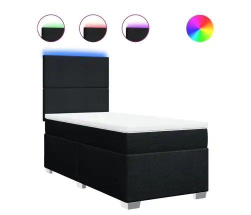 Lova Su Spyruoklėmis Ir Čiužiniu, Juoda, 90X200 cm Audinys