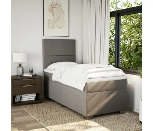 Lova Su Spyruoklėmis Ir Čiužiniu, Taupe, 90X200 cm Audinys