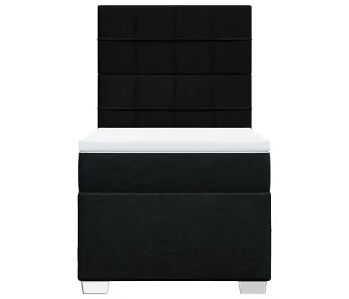 Atsperu Gultas Rāmis Ar Matraci, Melna, 90X200 Cm, Audums Vidaxl