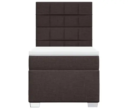 Atsperu Gultas Rāmis Ar Matraci, Tumši Brūna, 90X200 Cm, Audums Vidaxl