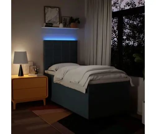 Atsperu Gultas Rāmis Ar Matraci, Zils, 90X200 Cm, Audums Vidaxl