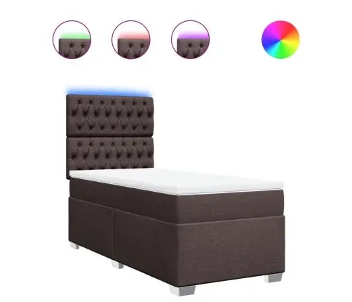 Lova Su Spyruoklėmis Ir Čiužiniu, Ruda, 90X200 cm Audinys