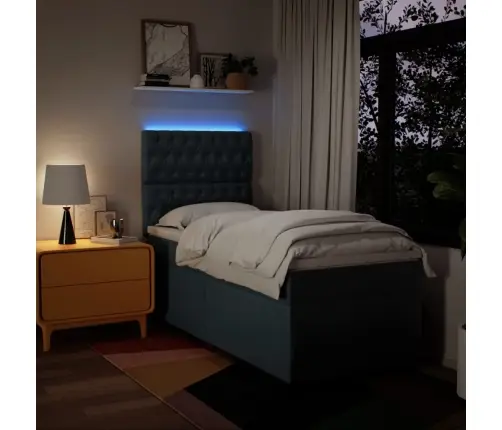 Atsperu Gultas Rāmis Ar Matraci, Zils, 90X200 Cm, Audums Vidaxl