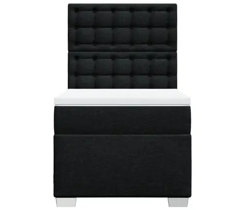 Lova Su Spyruoklėmis Ir Čiužiniu, Juoda, 90X200 cm Audinys