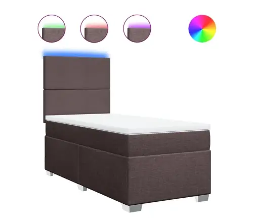 Lova Su Spyruoklėmis Ir Čiužiniu, Ruda, 100X200cm Audinys