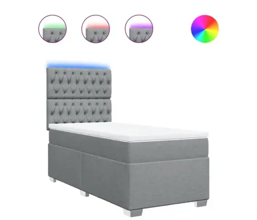 Atsperu Gultas Rāmis Ar Matraci, Gaiši Pelēka Audums, 100X200Cm Vidaxl