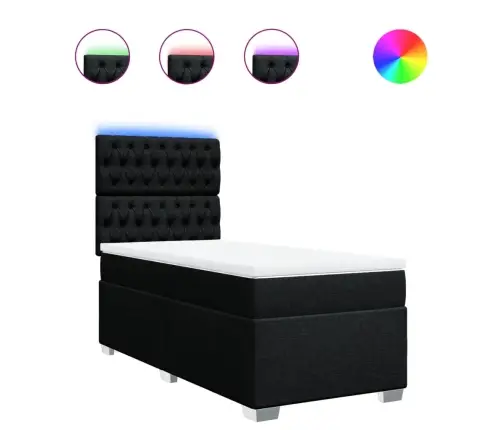 Atsperu Gultas Rāmis Ar Matraci, Melna Audums, 100X200 Cm Vidaxl