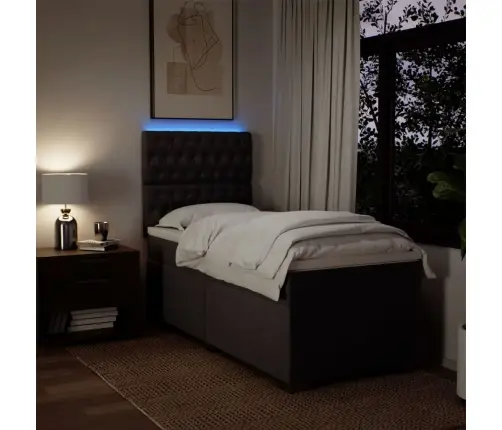 Atsperu Gultas Rāmis Ar Matraci, Tumši Brūna, 100X200Cm, Audums Vidaxl