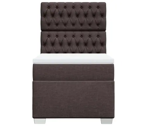 Atsperu Gultas Rāmis Ar Matraci, Tumši Brūna, 100X200Cm, Audums Vidaxl