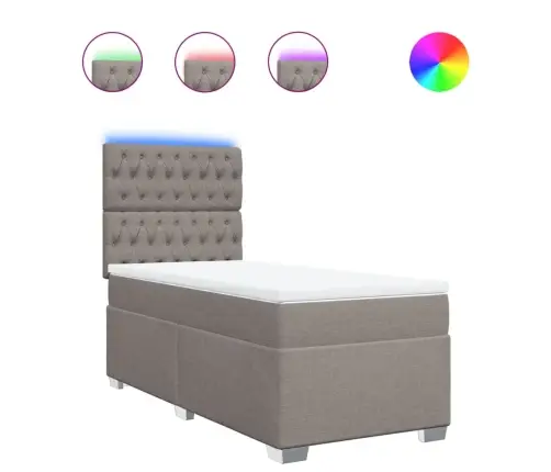 Atsperu Gultas Rāmis Ar Matraci, Pelēkbrūns, 100X200 Cm, Audums Vidaxl