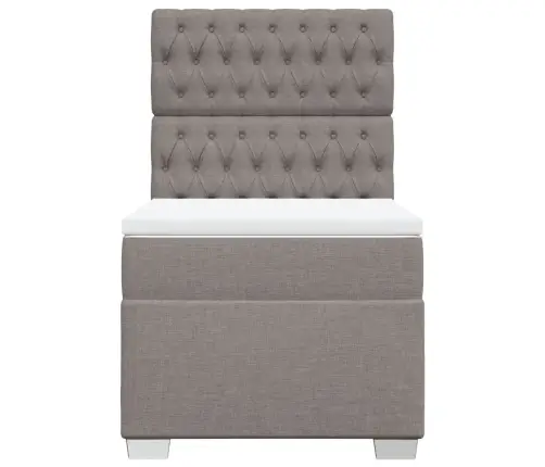 Atsperu Gultas Rāmis Ar Matraci, Pelēkbrūns, 100X200 Cm, Audums Vidaxl