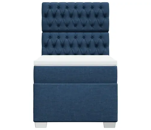 Lova Su Spyruoklėmis Ir Čiužiniu, Mėlyna, 100X200cm Audinys