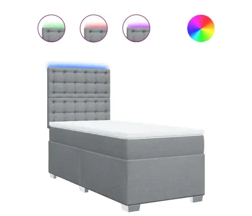 Atsperu Gultas Rāmis Ar Matraci, Gaiši Pelēka Audums, 100X200Cm Vidaxl