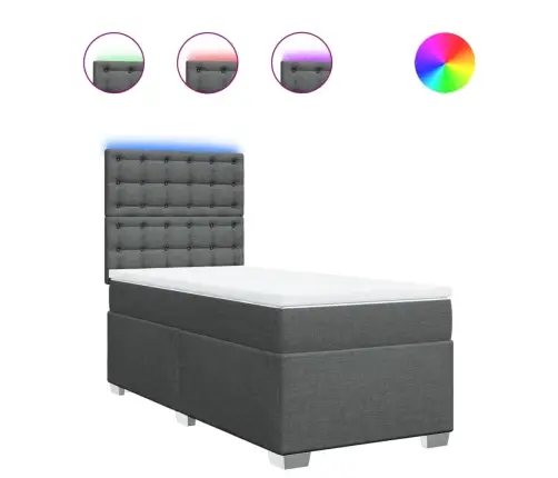 Lova Su Spyruoklėmis Ir Čiužiniu, Pilka, 100X200cm Audinys