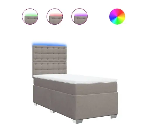 Atsperu Gultas Rāmis Ar Matraci, Pelēkbrūns, 100X200 Cm, Audums Vidaxl