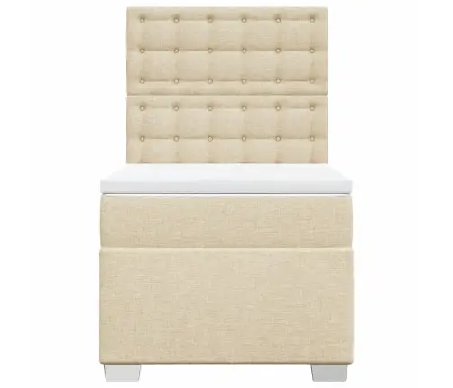 Atsperu Gultas Rāmis Ar Matraci, Krēmkrāsas, 100X200 Cm, Audums Vidaxl