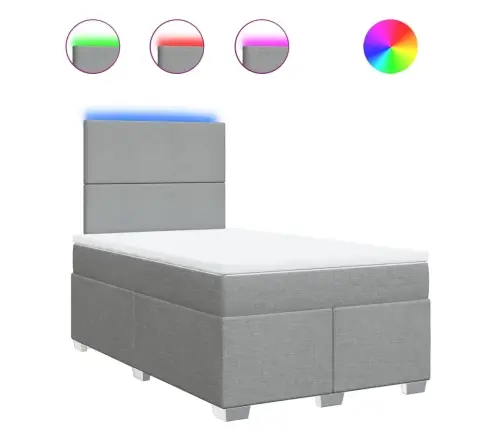 Atsperu Gulta Ar Matraci, Gaiši Pelēka Audums, 120X190 Cm Vidaxl