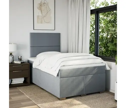 Atsperu Gulta Ar Matraci, Gaiši Pelēka Audums, 120X190 Cm Vidaxl